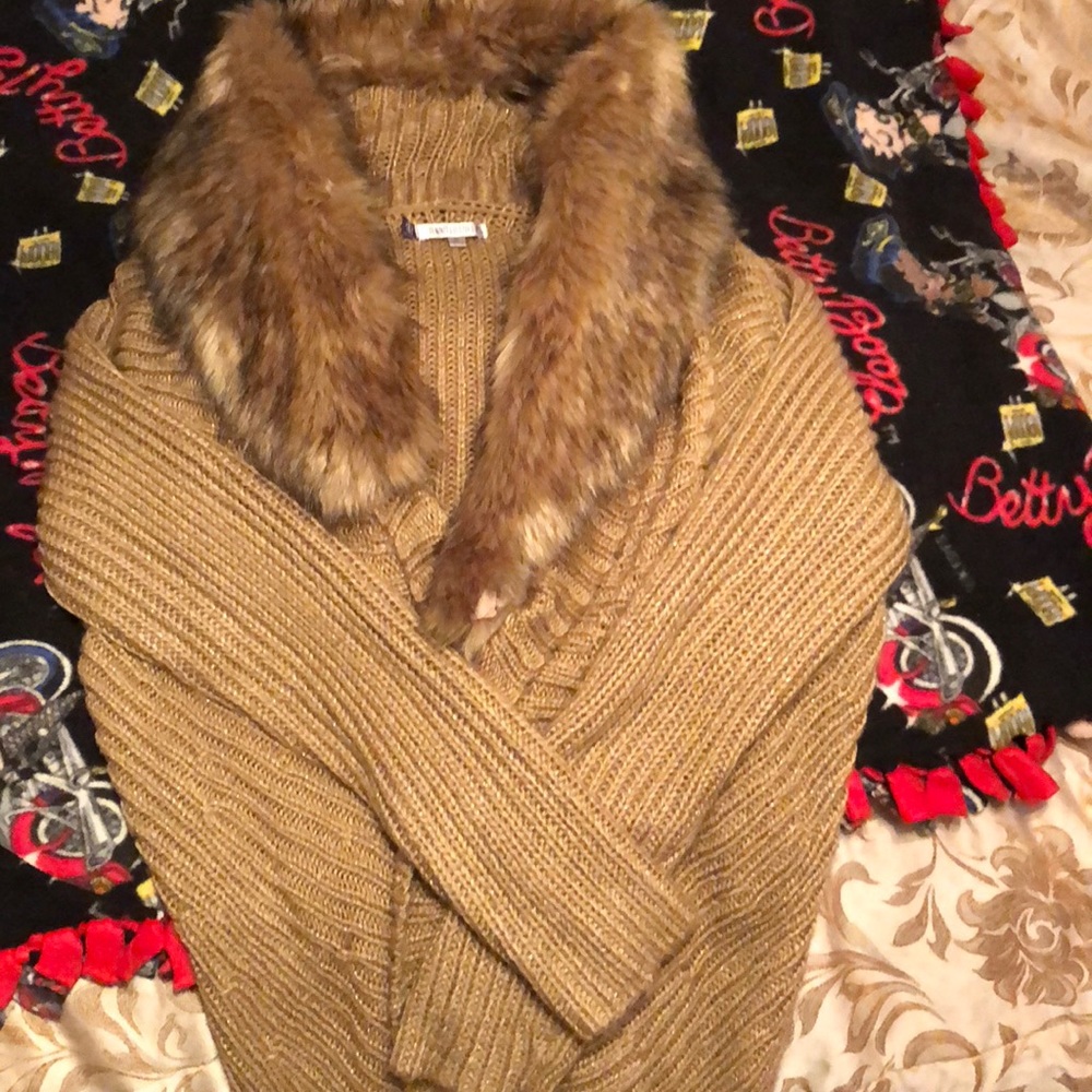 Fur trimmed cardigan